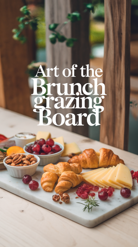 Step-by-step brunch grazing board assembly featuring artisanal cheese, fresh fruit, pastries, and perfect styling techniques