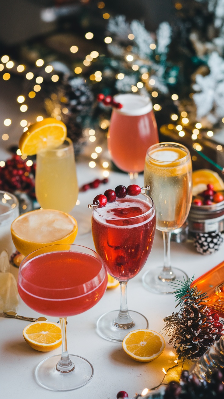 A variety of sparkling cocktails perfect for seasonal celebrations.