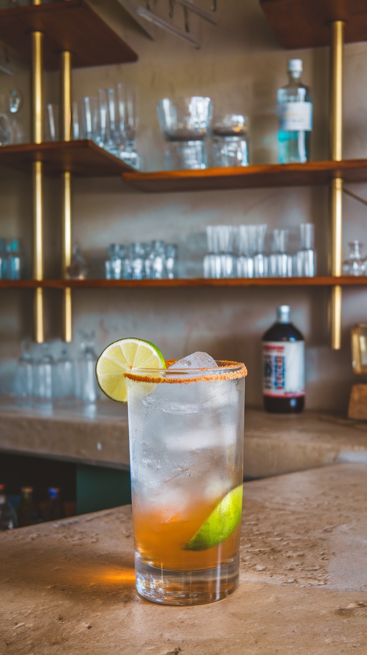 A refreshing Vodka Soda with Lime garnished with a lime slice.