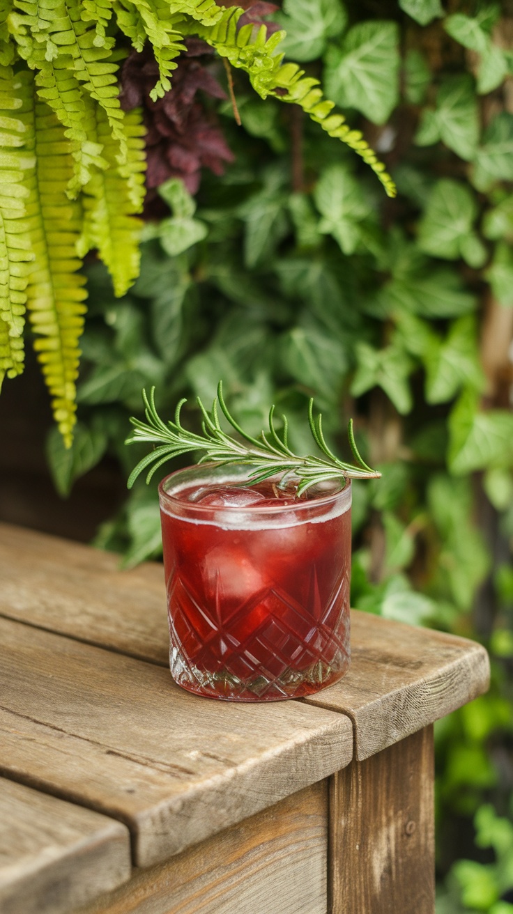 A refreshing cocktail with bourbon and herbs